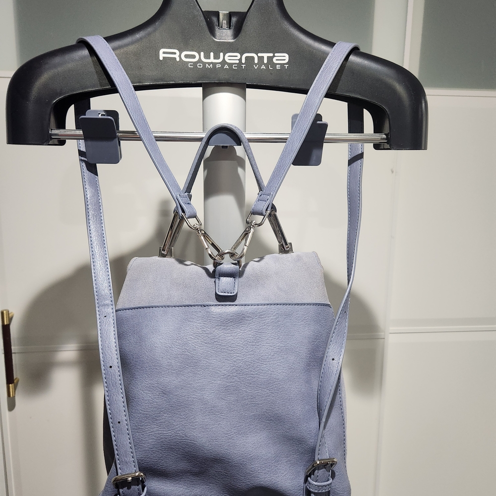 Chic Light Blue Suede Backpack - image 2